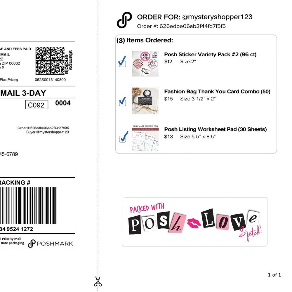 Packed With Posh Love💕 Sticker Labels – (48 ct) - Picture 3 of 5